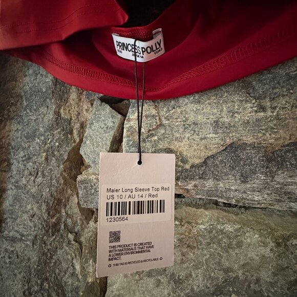 PRINCESS POLLY MAIER LONG SLEEVE TOP; RED; SIZE 10(US); NWT (SOLD OUT!!) - Picture 2 of 4